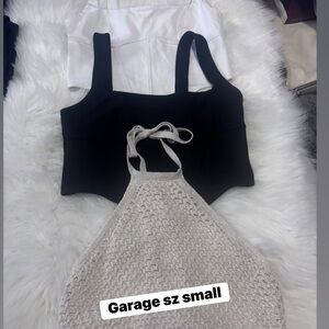 Garage Black, White, and Cream Crop Tops